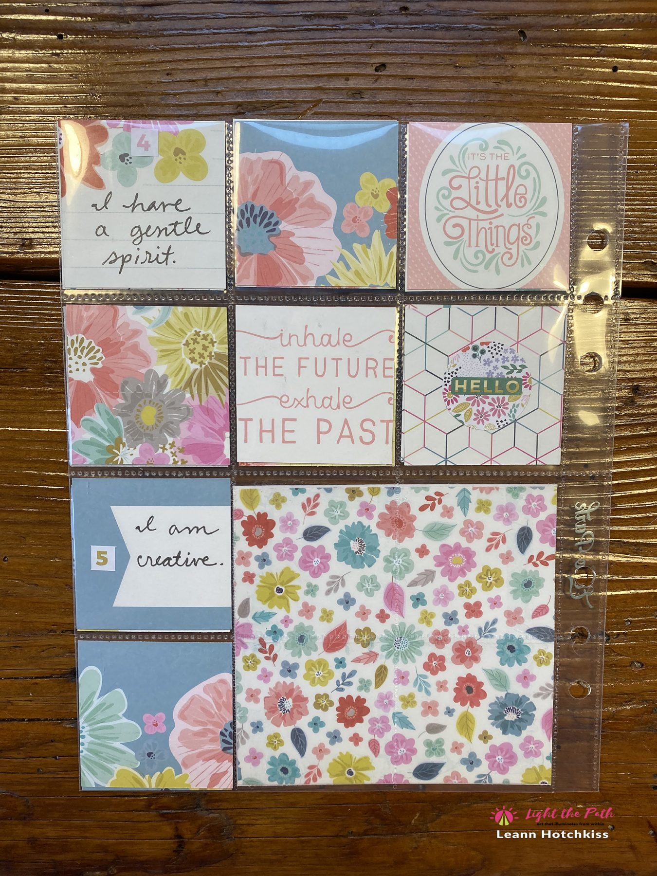 The back side of Le's scrapbooking spread from January 2020