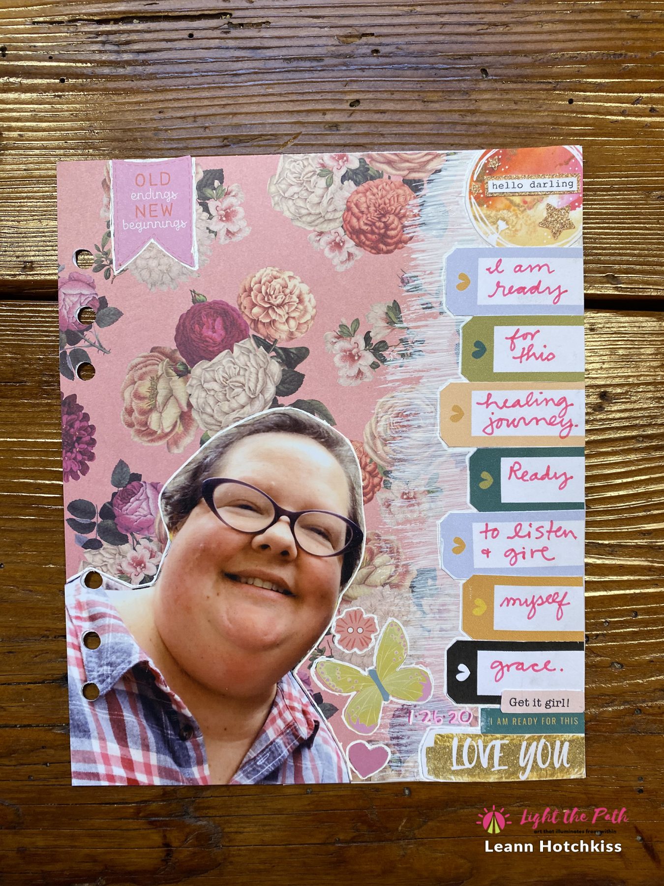 Overhead shot of Le's main art journaling from January 2020.