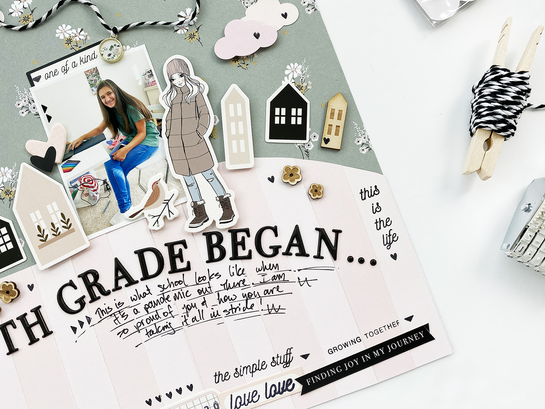 Kids Scrapbook Albums Project | Natalie's First Day of 8th Grade