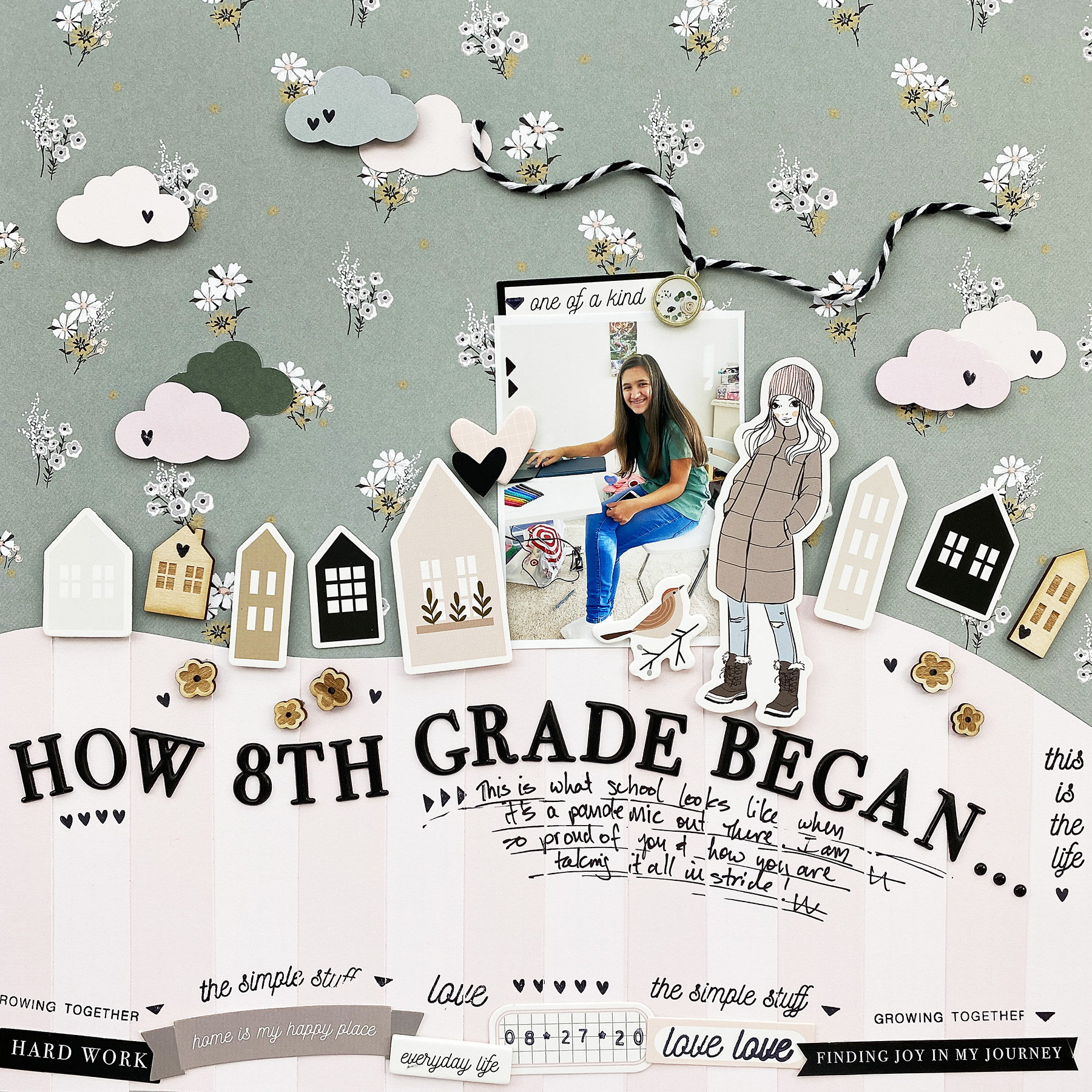 Kids Scrapbook Albums Project | Natalie's First Day of 8th Grade