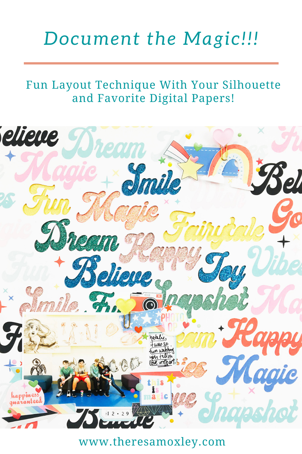 Theresa Moxley Hybrid Scrapbook Layout | This Is Magic ft Project Mouse POP