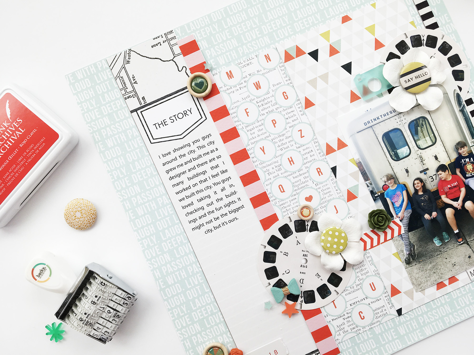 Theresa Moxley Hybrid Scrapbook Layout | Say Hello ft Sahlin Studio Quickpages