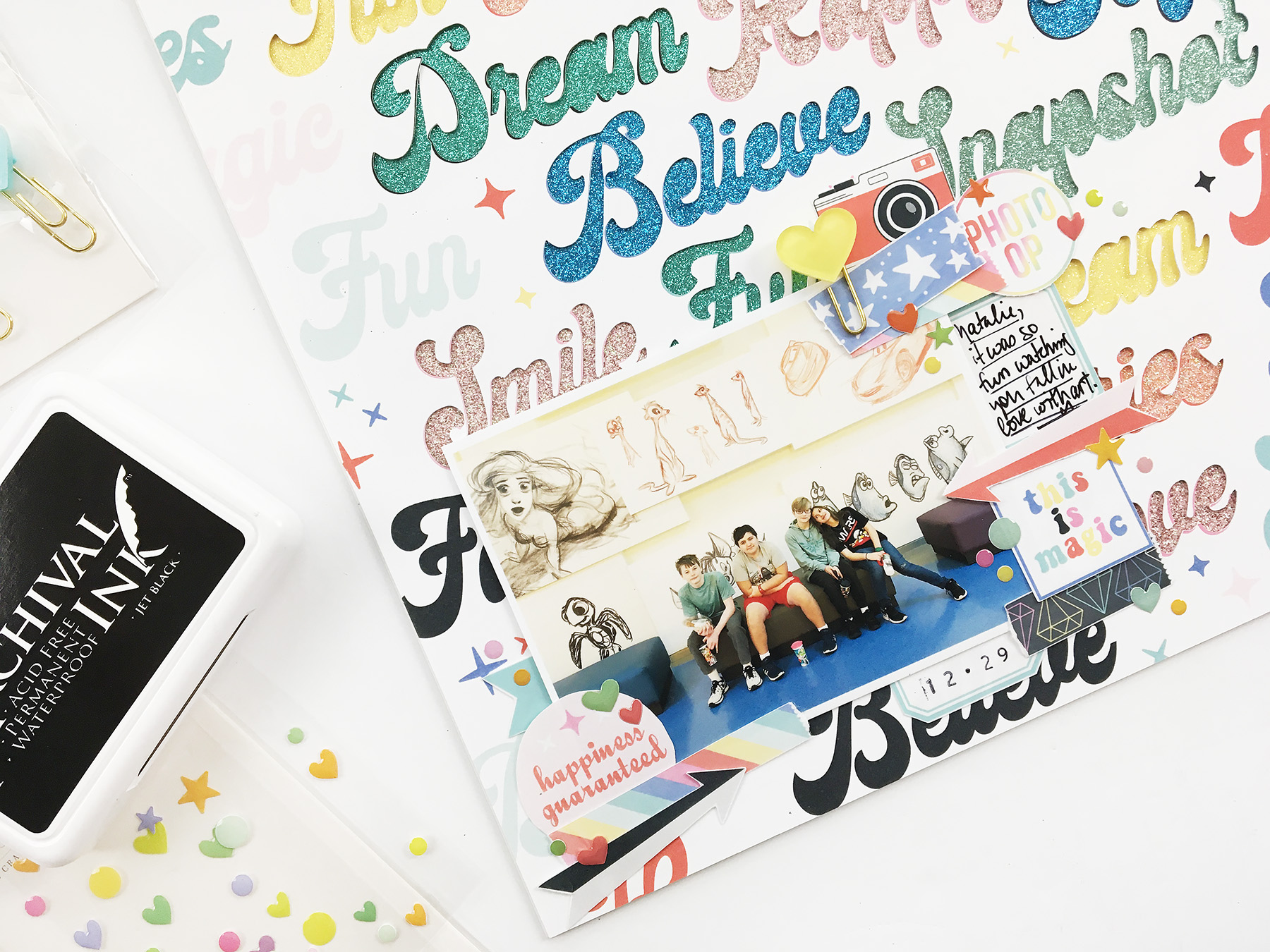 Theresa Moxley Hybrid Scrapbook Layout | This Is Magic ft Project Mouse POP