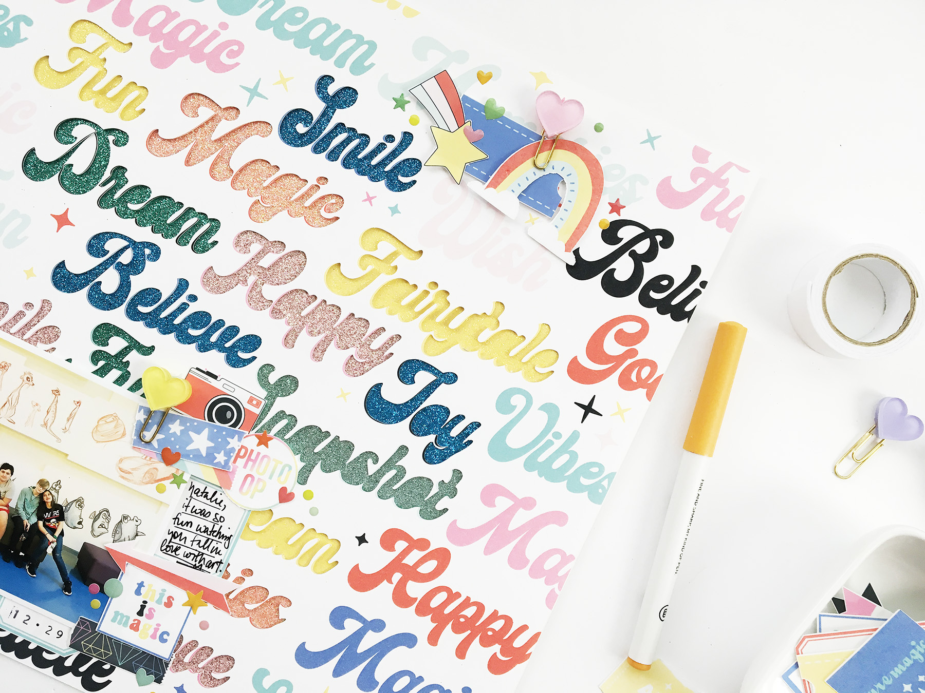 Theresa Moxley Hybrid Scrapbook Layout | This Is Magic ft Project Mouse POP