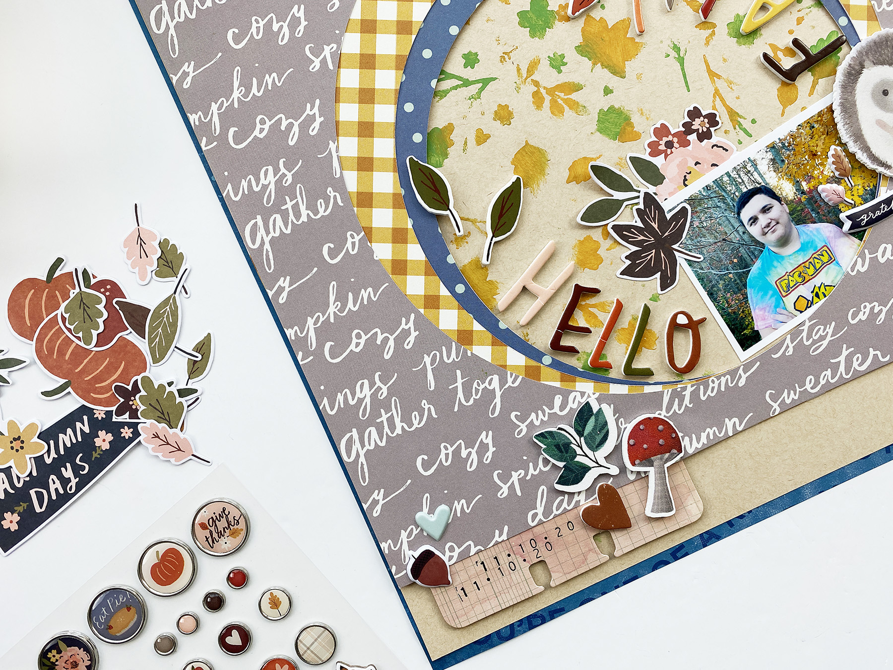 Theresa Moxley Traditional Scrapbook Layout | Hello Fall ft Simple Stories Cozy Days