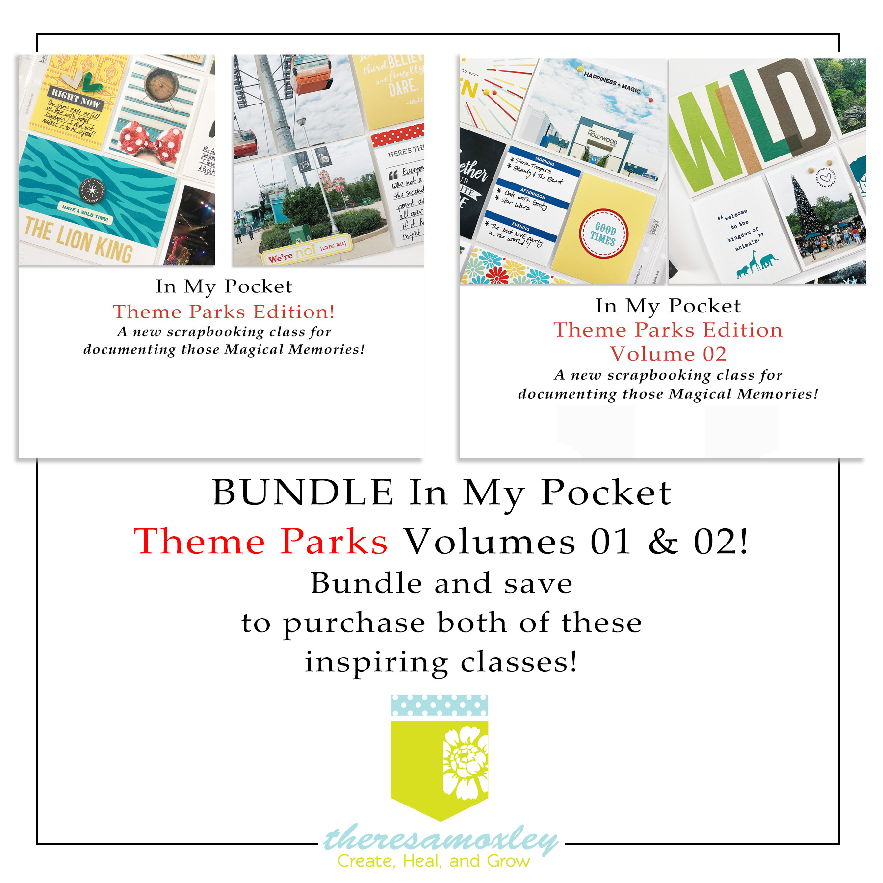 Bundle In My Pocket Theme Parks Volumes 01 and 02 Memory Keeping Classes