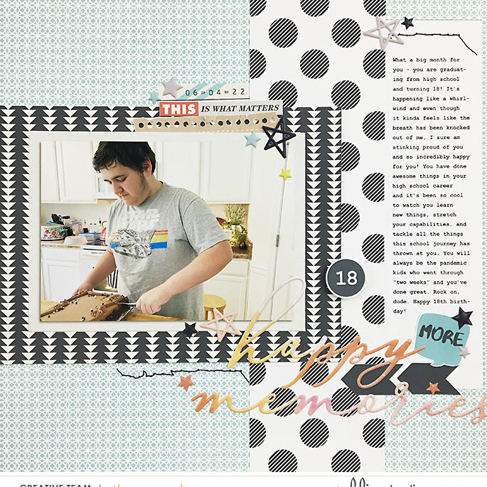 Sahlin Studio Creative Team | Happy Memories Scrapbook Layout With August Template and Simplify