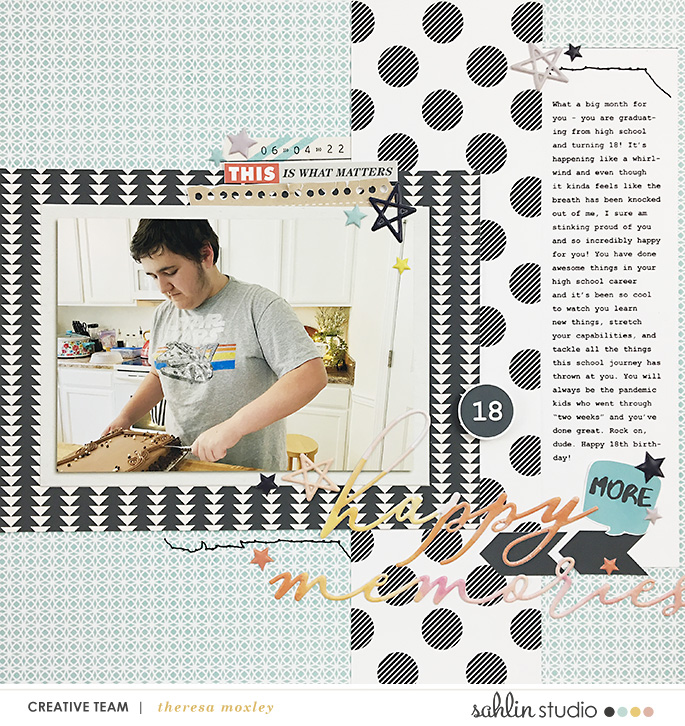 Sahlin Studio Creative Team | Happy Memories Scrapbook Layout With August Template and Simplify