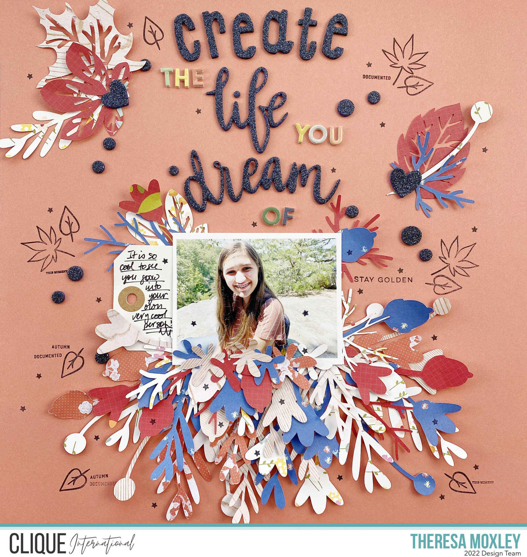 Clique Kits Creative Team | September Mood Board Scrapbook Layout with Cape May Kit