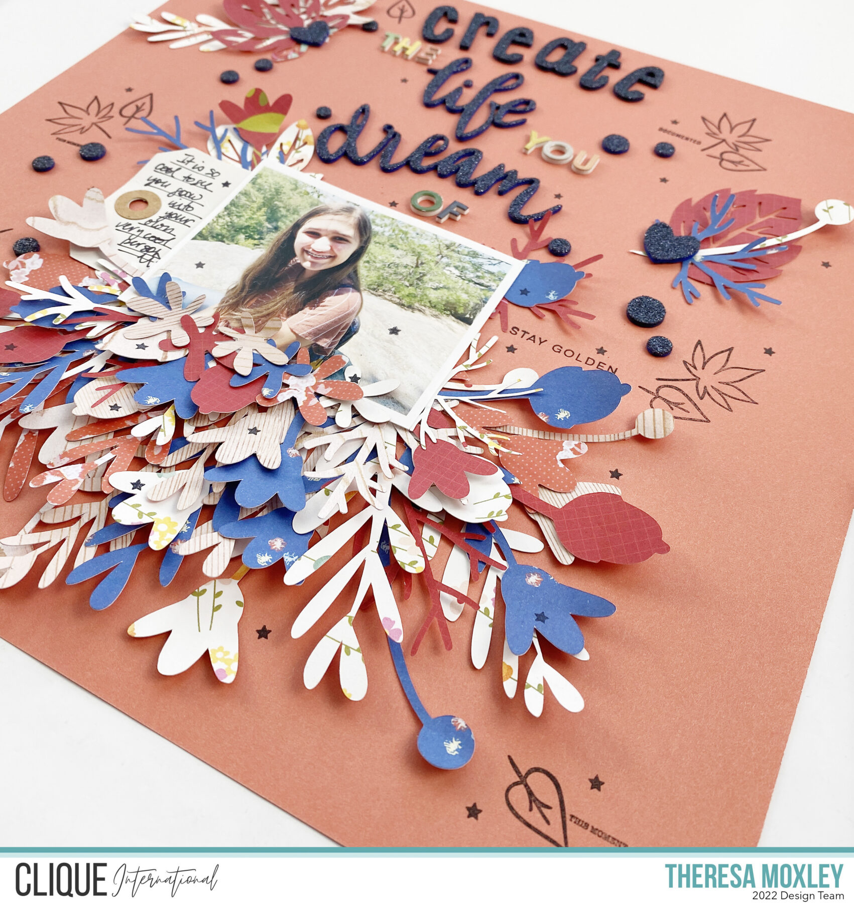 Clique Kits Creative Team | September Mood Board Scrapbook Layout with Cape May Kit