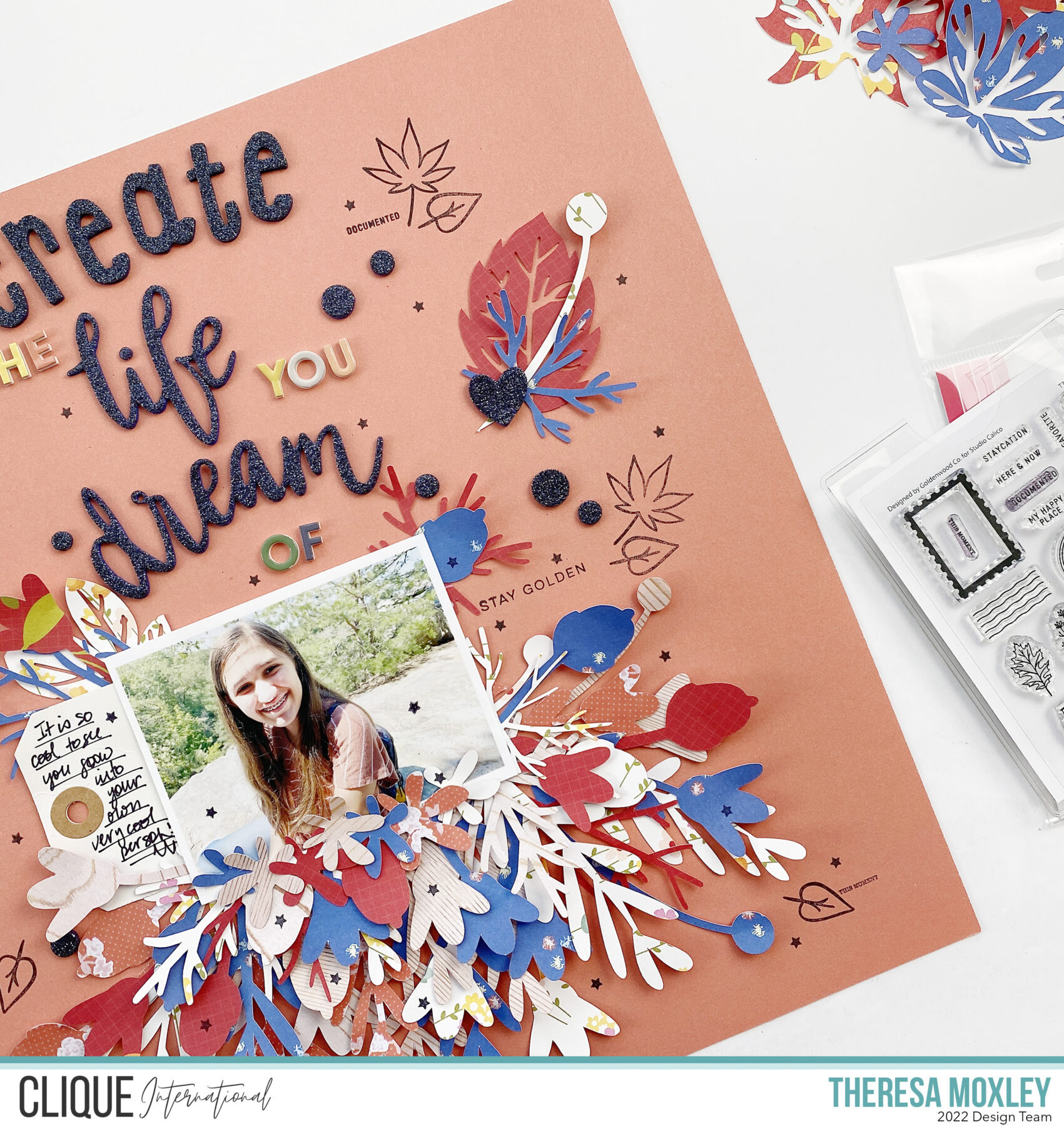 Clique Kits Creative Team | September Mood Board Scrapbook Layout with Cape May Kit