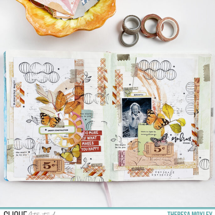 Clique Kits Creative Team | Art Journal Collage With Rainbow Sherbet Chromatics Kit