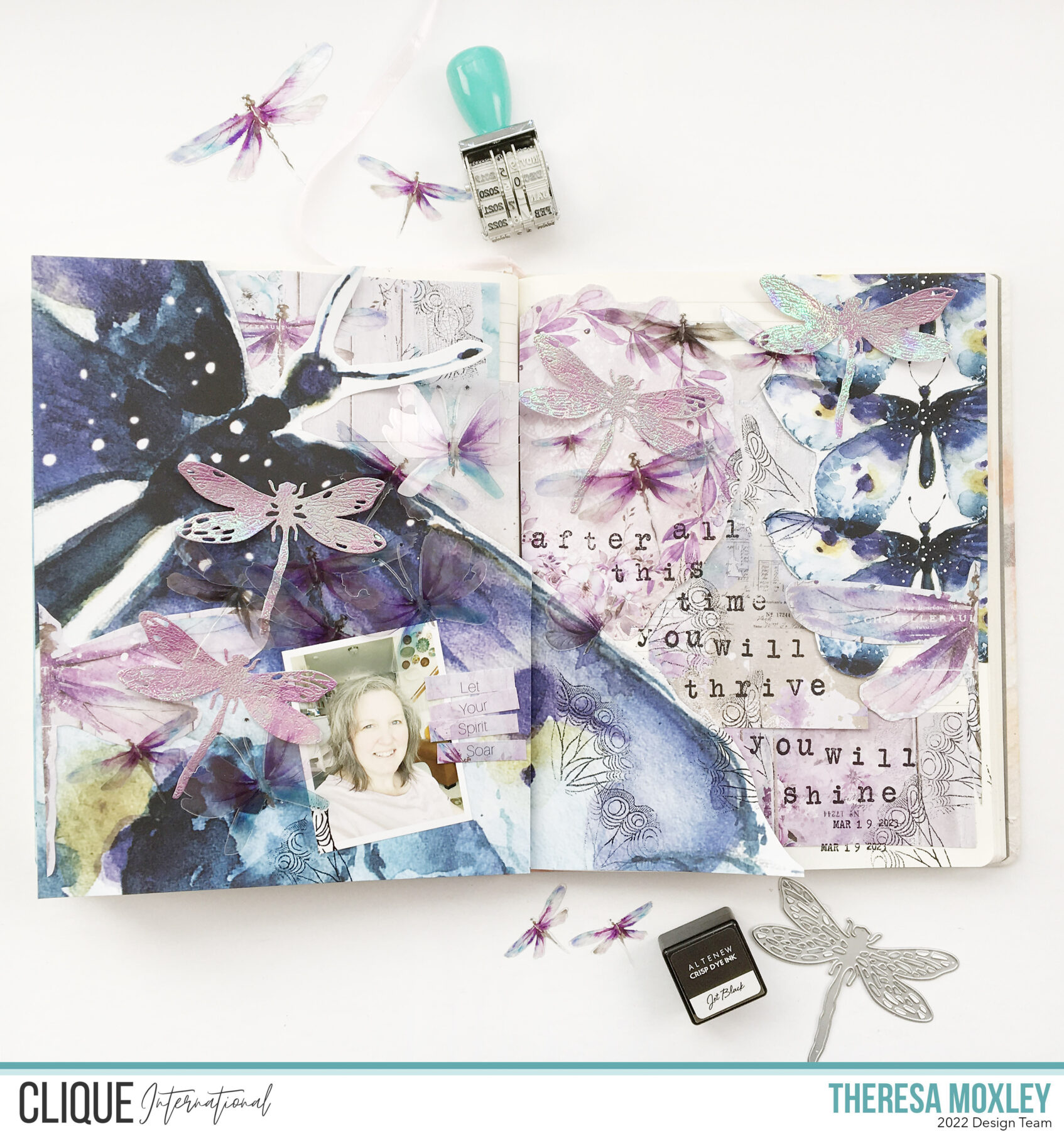 Theresa Moxley Clique Kits Creative Team | Art Journal Collage Layout With the Chromatics Sea Sky Palette Kit
