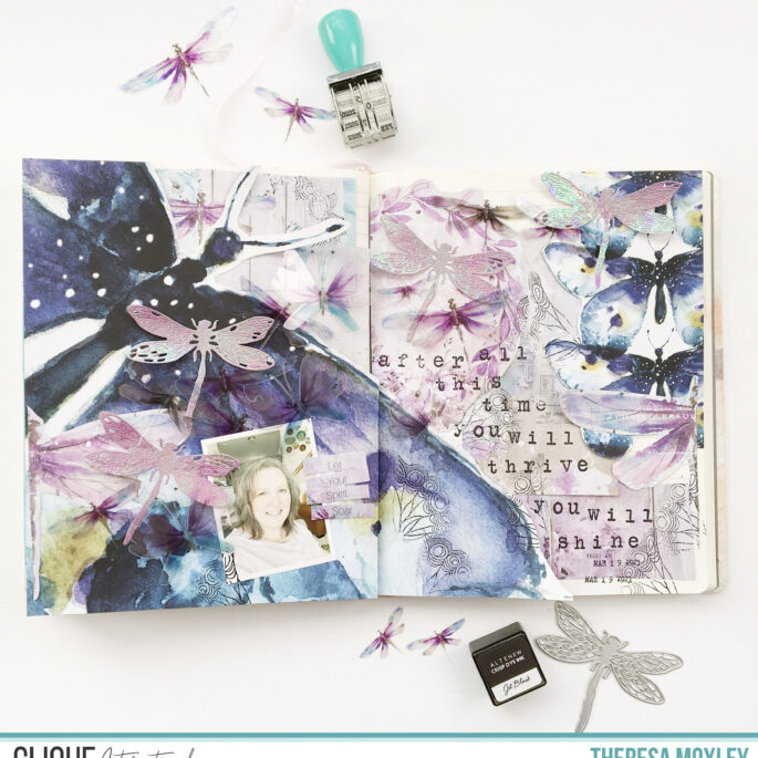 Theresa Moxley Clique Kits Creative Team | Art Journal Collage Layout With the Chromatics Sea Sky Palette Kit