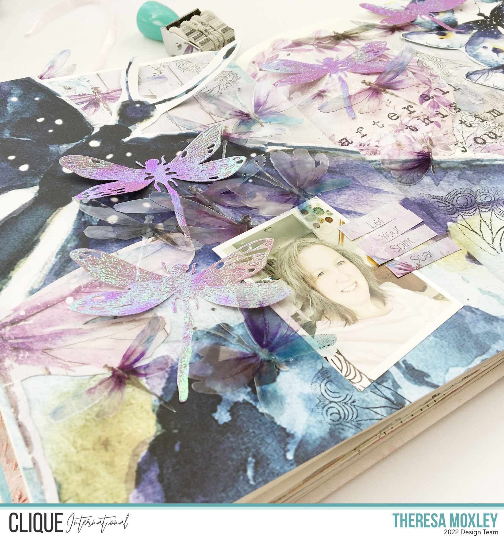Theresa Moxley Clique Kits Creative Team | Art Journal Collage Layout With the Chromatics Sea Sky Palette Kit