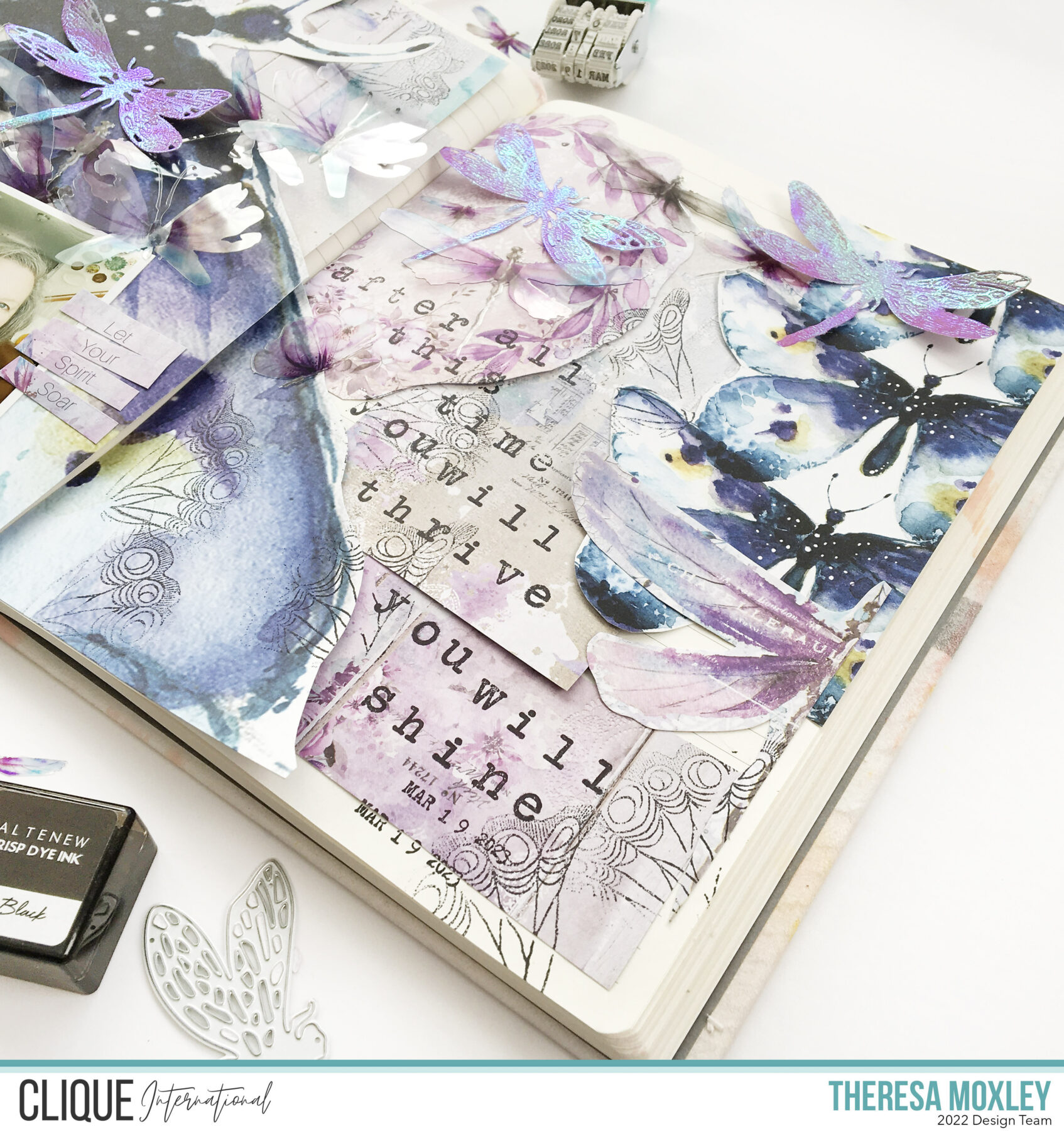 Theresa Moxley Clique Kits Creative Team | Art Journal Collage Layout With the Chromatics Sea Sky Palette Kit
