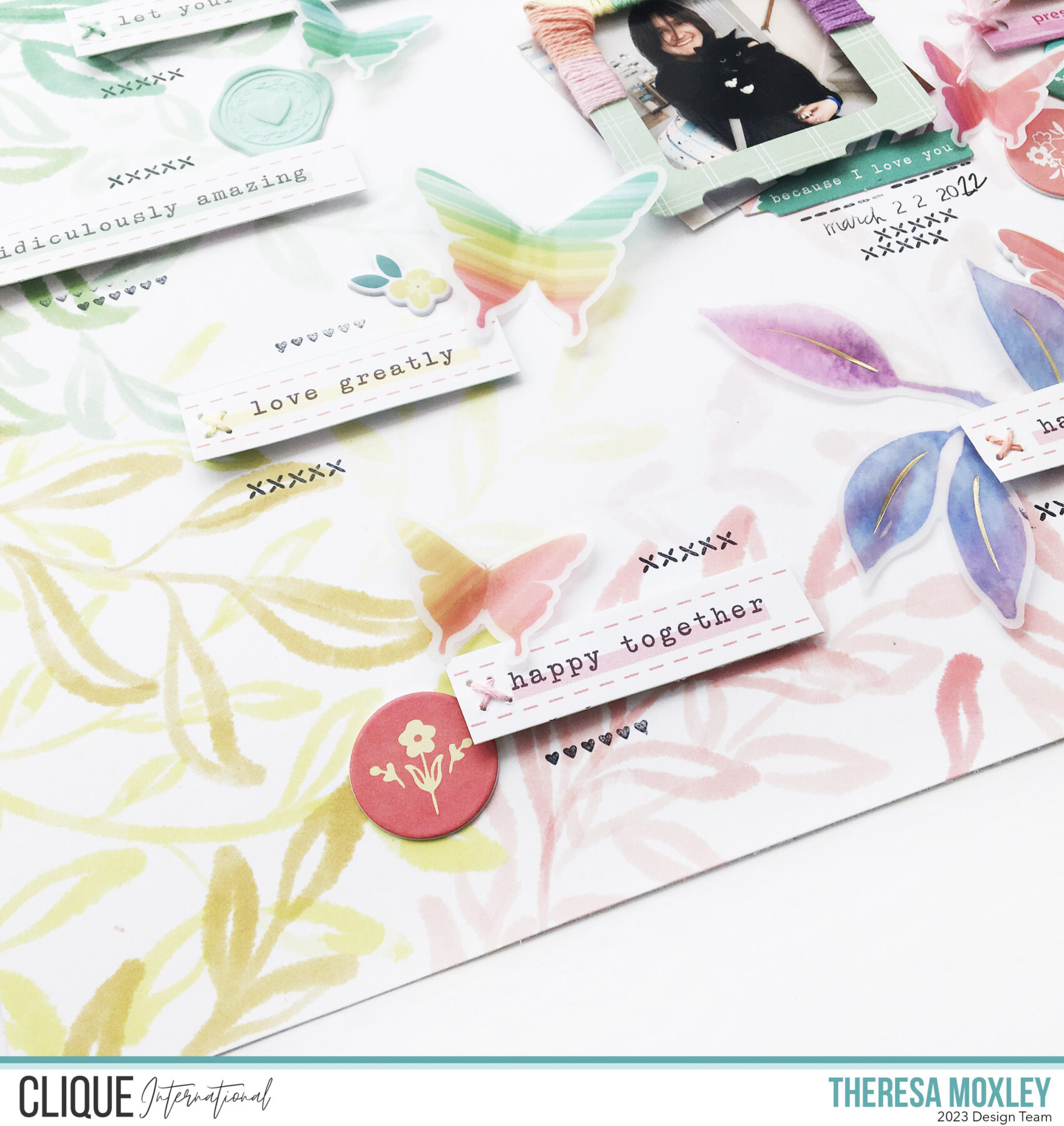 Theresa Moxley Clique Kits Creative Team | 12x12 Scrapbook Layout With Pinkfresh Studio Delightful Sampler Kit